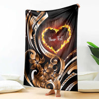 Personalised Polynesian Fiery Heart Blanket Passionate Love