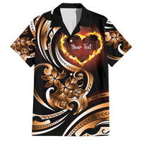 Personalised Polynesian Fiery Heart Family Matching Off Shoulder Maxi Dress and Hawaiian Shirt Passionate Love