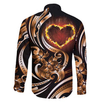 Personalised Polynesian Fiery Heart Family Matching Off Shoulder Short Dress and Hawaiian Shirt Passionate Love