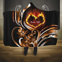 Personalised Polynesian Fiery Heart Hooded Blanket Passionate Love