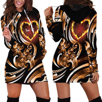 Personalised Polynesian Fiery Heart Hoodie Dress Passionate Love