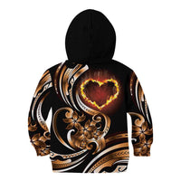 Personalised Polynesian Fiery Heart Kid Hoodie Passionate Love