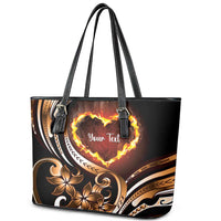 Personalised Polynesian Fiery Heart Leather Tote Bag Passionate Love