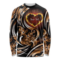 Personalised Polynesian Fiery Heart Long Sleeve Shirt Passionate Love
