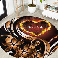 Personalised Polynesian Fiery Heart Round Carpet Passionate Love LT01 Black - Polynesian Pride