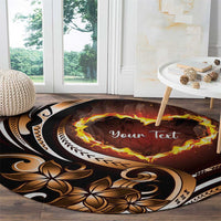 Personalised Polynesian Fiery Heart Round Carpet Passionate Love LT01 - Polynesian Pride