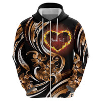 Personalised Polynesian Fiery Heart Zip Hoodie Passionate Love LT01 - Polynesian Pride