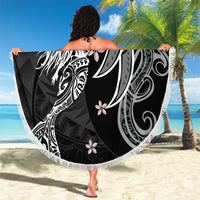 Polynesian Mermaid Plumeria Tribal Tattoo Beach Blanket