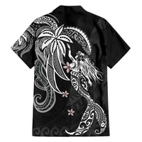 Polynesian Mermaid Plumeria Tribal Tattoo Family Matching Summer Maxi Dress and Hawaiian Shirt