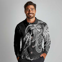 Polynesian Mermaid Plumeria Tribal Tattoo Long Sleeve Polo Shirt