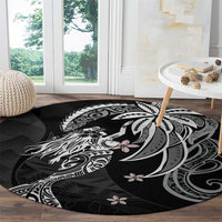 Polynesian Mermaid Plumeria Tribal Tattoo Round Carpet LT01 - Polynesian Pride