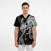 Polynesian Mermaid Plumeria Tribal Tattoo Scrub Top - Polynesian Pride