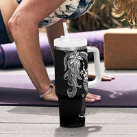 Polynesian Mermaid Plumeria Tribal Tattoo Tumbler With Handle