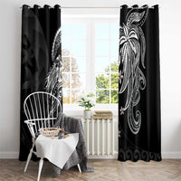 Polynesian Mermaid Plumeria Tribal Tattoo Window Curtain