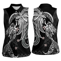 Polynesian Mermaid Plumeria Tribal Tattoo Women Sleeveless Polo Shirt