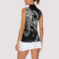 Polynesian Mermaid Plumeria Tribal Tattoo Women Sleeveless Polo Shirt