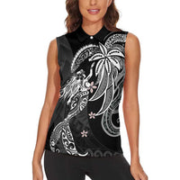 Polynesian Mermaid Plumeria Tribal Tattoo Women Sleeveless Polo Shirt