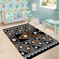 Fiji Brown Masi Pattern Area Rug Fijian Tapa LT01 - Polynesian Pride