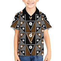 Fiji Brown Masi Pattern Family Matching Puletasi and Hawaiian Shirt Fijian Tapa