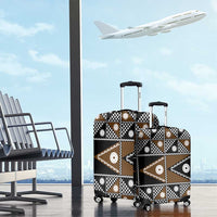 Fiji Brown Masi Pattern Luggage Cover Fijian Tapa