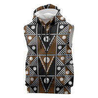 Fiji Brown Masi Pattern Sleeveless Zip Hoodie Fijian Tapa
