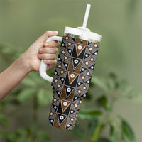 Fiji Brown Masi Pattern Tumbler With Handle Fijian Tapa LT01 - Polynesian Pride