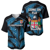Fiji Rugby Baseball Jersey Flying Fijians Blue Palm Tree Version LT01 - Polynesian Pride