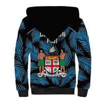 Fiji Rugby Sherpa Hoodie Flying Fijians Blue Palm Tree Version LT01 - Polynesian Pride