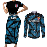 custom-fiji-rugby-couples-matching-short-sleeve-bodycon-dress-and-long-sleeve-button-shirts-flying-fijians-blue-palm-tree-version