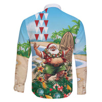 Hawaii Christmas Santa Claus Family Matching Off Shoulder Short Dress and Hawaiian Shirt Mele Kalikimaka Tropical Beach LT01 - Polynesian Pride