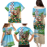 Hawaii Christmas Santa Claus Family Matching Puletasi and Hawaiian Shirt Mele Kalikimaka Tropical Beach