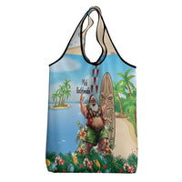 Hawaii Christmas Santa Claus Grocery Bag Mele Kalikimaka Tropical Beach