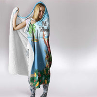 Hawaii Christmas Santa Claus Hooded Blanket Mele Kalikimaka Tropical Beach