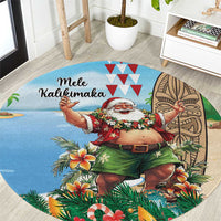 Hawaii Christmas Santa Claus Round Carpet Mele Kalikimaka Tropical Beach LT01 Art - Polynesian Pride