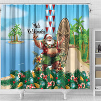 Hawaii Christmas Santa Claus Shower Curtain Mele Kalikimaka Tropical Beach LT01 - Polynesian Pride