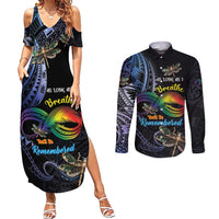 Personalised Polynesian Memorial Couples Matching Summer Maxi Dress and Long Sleeve Button Shirt As Long As I Breathe You'll Be Remembered