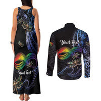 Personalised Polynesian Memorial Couples Matching Tank Maxi Dress and Long Sleeve Button Shirt As Long As I Breathe You'll Be Remembered