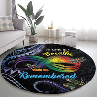 Polynesian Memorial Round Carpet As Long As I Breathe You'll Be Remembered LT01 - Polynesian Pride