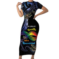 Personalised Polynesian Memorial Short Sleeve Bodycon Dress As Long As I Breathe You'll Be Remembered LT01 Long Dress Colorful - Polynesian Pride