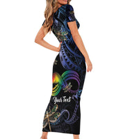 Personalised Polynesian Memorial Short Sleeve Bodycon Dress As Long As I Breathe You'll Be Remembered LT01 - Polynesian Pride