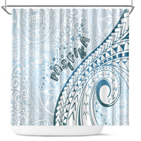 Pasifika Festival Shower Curtain Tribal Pattern Blue Version