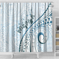 Pasifika Festival Shower Curtain Tribal Pattern Blue Version