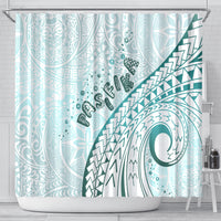 Pasifika Festival Shower Curtain Tribal Pattern Teal Version
