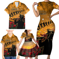 ANZAC Day 2024 Family Matching Short Sleeve Bodycon Dress and Hawaiian Shirt Silver Fern With A Trumpet Soldier LT01 - Polynesian Pride