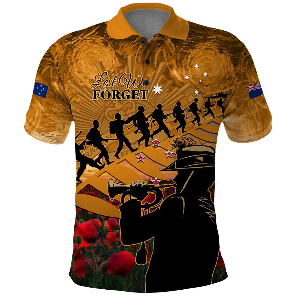 ANZAC Day 2024 Polo Shirt Silver Fern With A Trumpet Soldier LT01 Art - Polynesian Pride