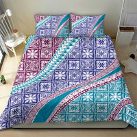 Hawaiian Quilt Pattern Bedding Set Purple Blue Color Mixed - Polynesian Pride