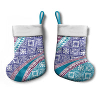 Hawaiian Quilt Pattern Christmas Stocking Purple Blue Color Mixed - Polynesian Pride