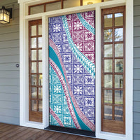 Hawaiian Quilt Pattern Door Cover Purple Blue Color Mixed - Polynesian Pride