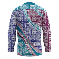 Hawaiian Quilt Pattern Hockey Jersey Purple Blue Color Mixed - Polynesian Pride