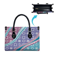 Hawaiian Quilt Pattern Leather Bag Purple Blue Color Mixed - Polynesian Pride